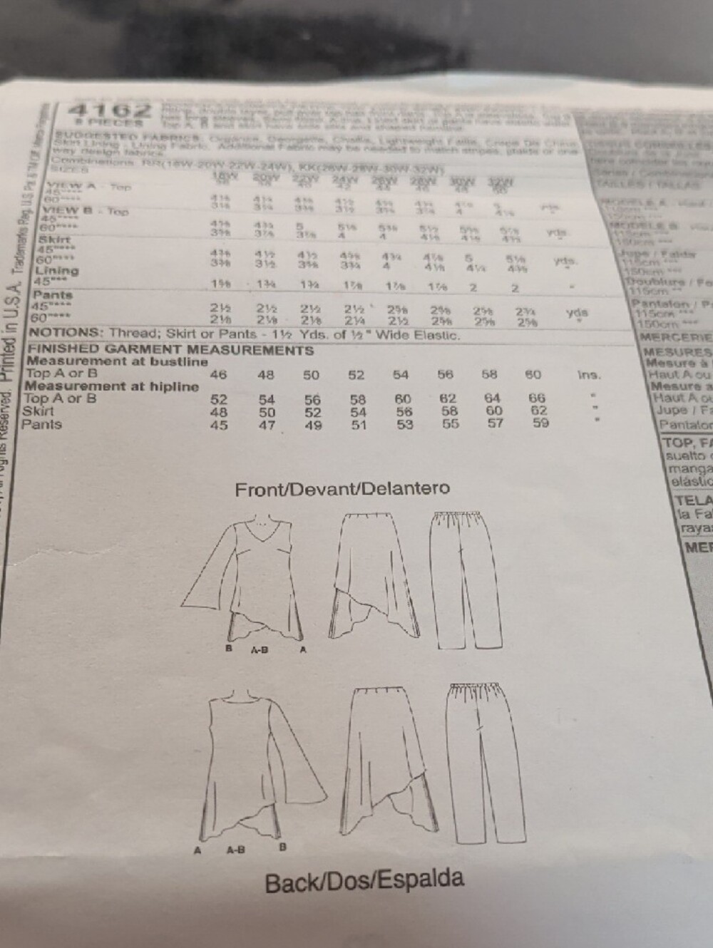 McCALL'S 4172 Womanstyle Layered Dress Pants Sewing Pattern -sz 26W-32W New - Picture 4 of 5